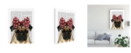 Trademark Global Fab Funky Pug with Red Spotty Bow on Head Canvas Art - 27" x 33.5"